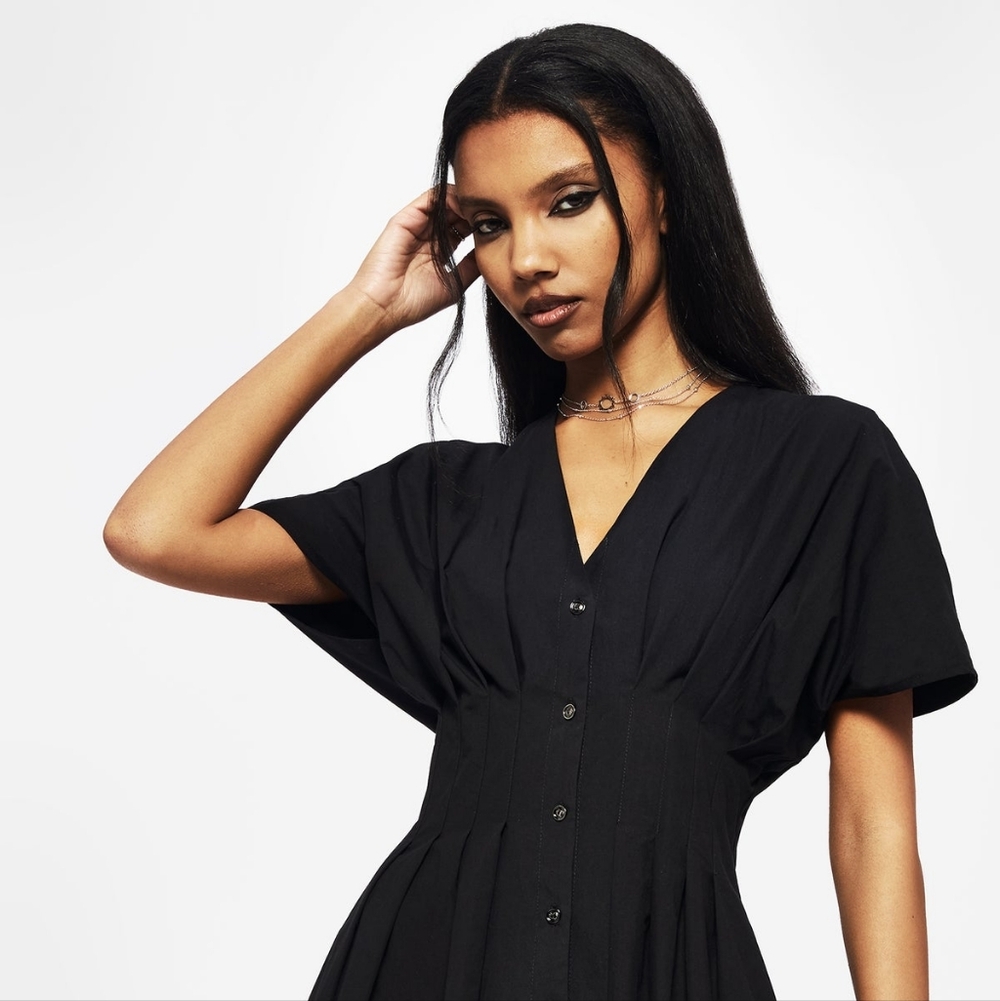 Disturbia Black Button-Up Midi Dress NWT